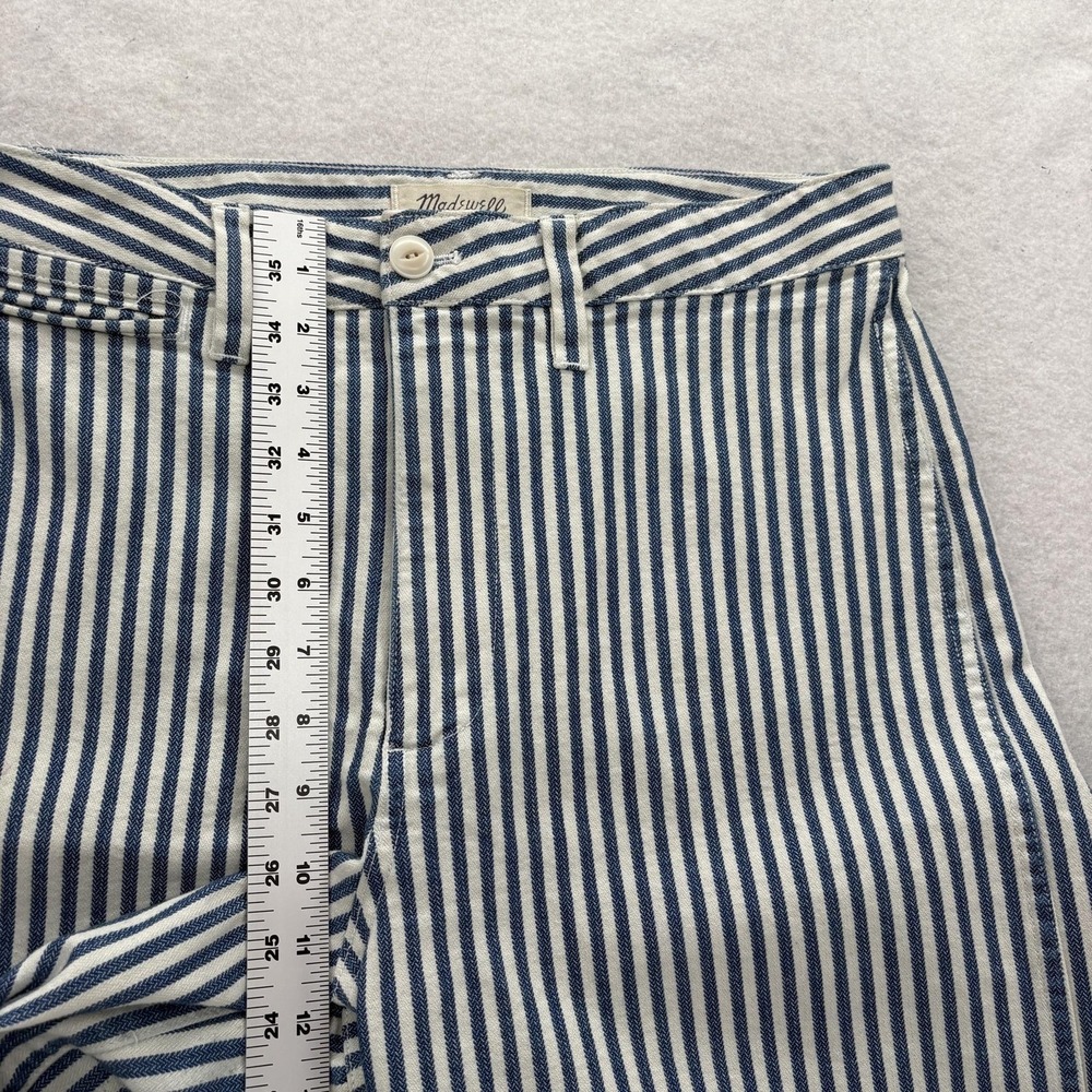 Madewell Emmett Wide-Leg Crop Pants Womens 29 Blue Striped Denim Casual Relaxed - Picture 4 of 11